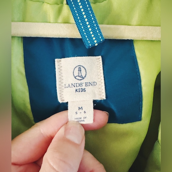Lands End Teal and Neon Winter Hooded Jacket - Picture 4 of 7